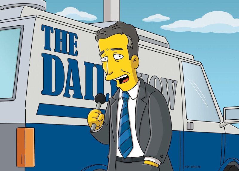 Durch eine schreckliche Brandkatastrophe, wird das „Fast-Food-Viertel“ vollständig zerstört. John Stewart berichtet live aus Springfield … – Bild: und TM Twentieth Century Fox Film Corporation – Alle Rechte vorbehalten Lizenzbild frei