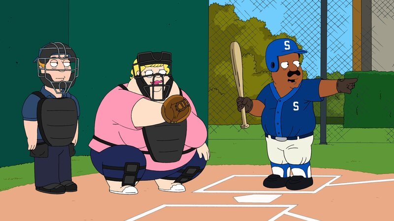 Kendra Krinklesac (m.), Cleveland Brown (r.) – Bild: VicaomCBS /​ FOX BROADCASTING