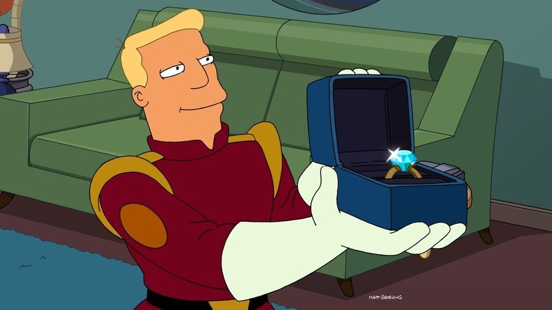 Vor wem geht Zapp Brannigan auf die Knie? – Bild: Nickelodeon Austria