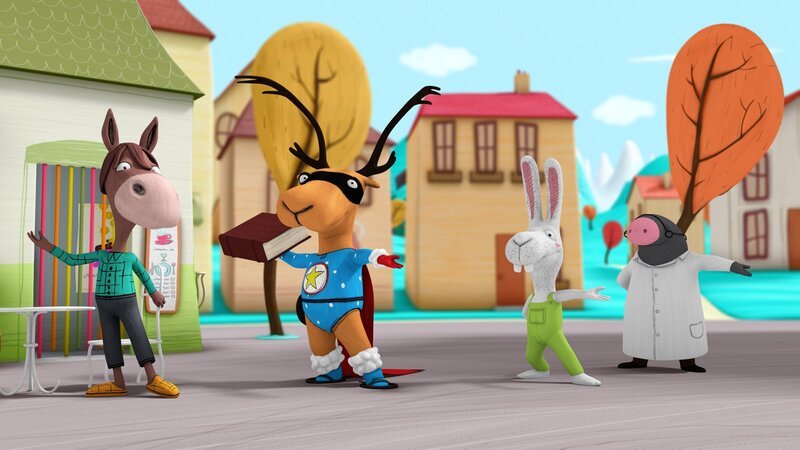 Super-Edgar, Piet, Rudi und Doktor Maulwurf singen ein Lied über Synonyme. – Bild: NDR/​Autour de Minuit Productions/​France Télévisions/​Borderline Films