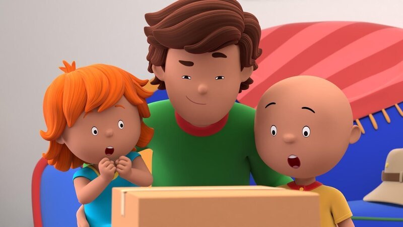 Papi bringt einen Karton mit. Er erzählt den Kindern, dass sich eine Überraschung für sie darin befindet. – Bild: SUPER RTL /​ Der ungeduldige Forscher