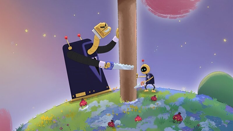 Der Geschäftsmann hat keine Skrupel, die Bäume zu fällen. – Bild: WDR/​Method Animation