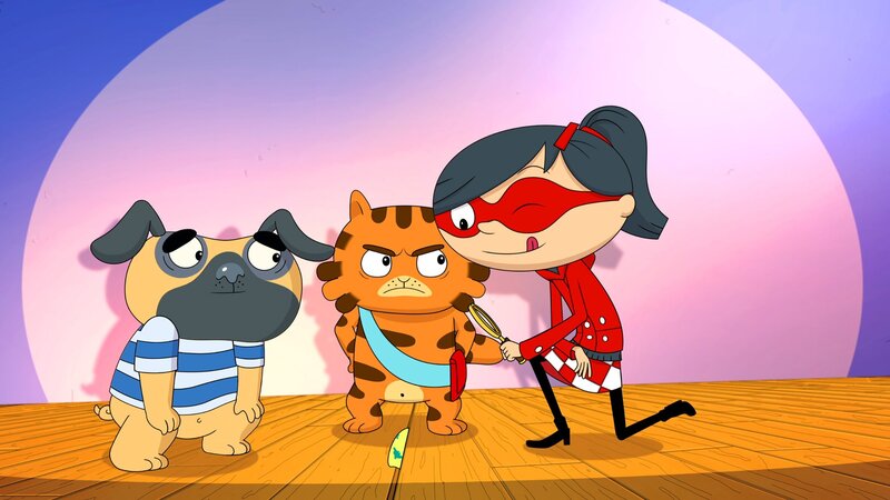 Ein Stück Stoff vom Kleid einer Tänzerin führt die Detektive auf eine heiße Spur. – Bild: WDR/​Cyber Group Studios/​KD Productions Toons&Games/​Televisió de Catalunya