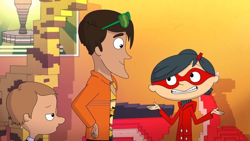 Die Spur führt Mirette und ihren Freund Vittorio in einen Bauklötzchen-Club. – Bild: WDR/​Cyber Group Studios/​KD Productions Toons&Games/​Televisió de Catalunya