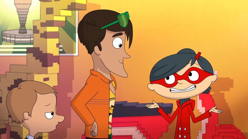 Die Spur führt Mirette und ihren Freund Vittorio in einen Bauklötzchen-Club. – Bild: WDR/​Cyber Group Studios/​KD Productions Toons&Games/​Televisió de Catalunya