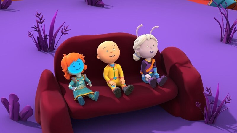 Caillou und seine Familie beobachten den Perseïden-Meteoritenschauer im Park und Caillou trifft ein neues Mädchen namens Tina. Er möchte gerne mit ihr befreundet sein, aber ist zu schüchtern und fragt seine Mutter um Rat. – Bild: SUPER RTL /​ Der Meteoritenschauer