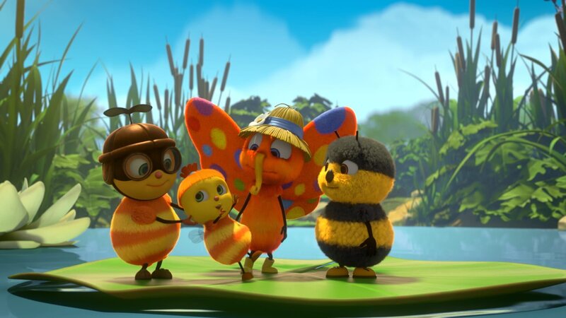 Die Krabbler – eine Helferbiene, Walter, der Falter und Heini Hummel – bedrängen Begonia. Sie wollen, dass sie ihnen die Zukunft voraussagt. Doch das kann Begonia gar nicht, sie kann nur Schlüsse aus guten Beobachtungen ziehen. – Bild: ZDF/​ METHOD ANIMATION/​BIDIBUL PRODUCTIONS/​ZDF ENTERPRISES