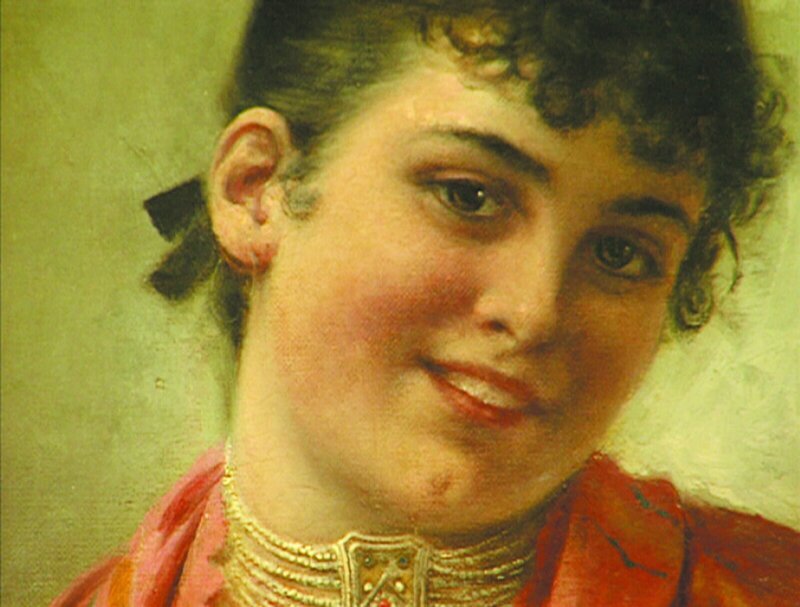 Die junge Bedienung Coletta Möritz stand dem Maler Friedrich August von Kaulbach für Skizzen Modell. Nach diesen Skizzen fertigte er das Schild für das Bierzelt „Zur Schützenlisl“. – Bild: BR