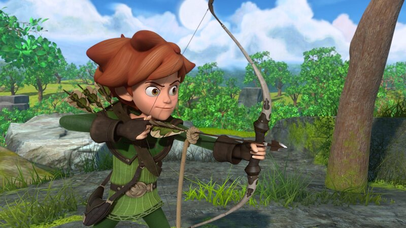 „Robin Hood – Schlitzohr von Sherwood“, „Eine Flasche voll Glück.“ Little John ist strahlt vor Freude, als er auf der Straße eine Goldmünze findet. Er ahnt nicht, dass er damit in eine Falle der Druidin Eumel tappt. Im Gegenzug für die Goldmünze verlangt Eumel, dass Little John in ein Glasfläschchen bläst. Einem alten Aberglauben zufolge soll dadurch sein Glück an sie übergehen und Eumel kann es an den Höchstbietenden verkaufen. Leider handelt es sich dabei um den Sheriff, der sich daraufhin mit seinem neuen Quäntchen Glück auf die Jagd nach Robin Hood und seinen Gehilfen macht. – Bild: ZDF/​Method Animation/​DQ Entertainment/​Fabrique d’images/​ZDF Enterprises/​De Agostini