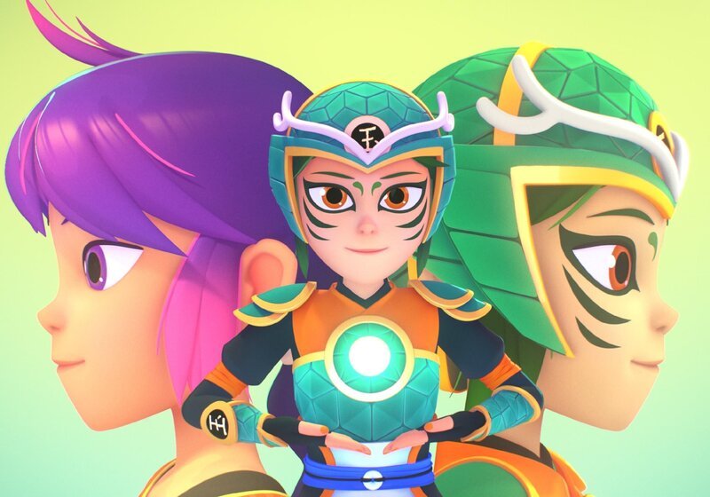 Lan Jun (li.) hat immer denselben Traum, in dem seltsame Kreaturen ihr sagen, sie sei die neue auserwählte „Jade Armor“ (re.). Sie verwandelt sich in die Kung-Fu-Heldin, die die Stadt Ban Tang vor dem bösen Crimson Lord beschützt. – Bild: RTL