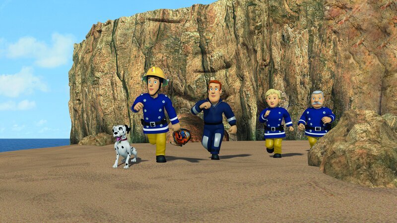 Die Feuerwehrmänner, Penny und Schnuffi machen sich auf die Suche nach der kleinen Lily. – Bild: KiKA/​2011 Prism Art & Design Limited