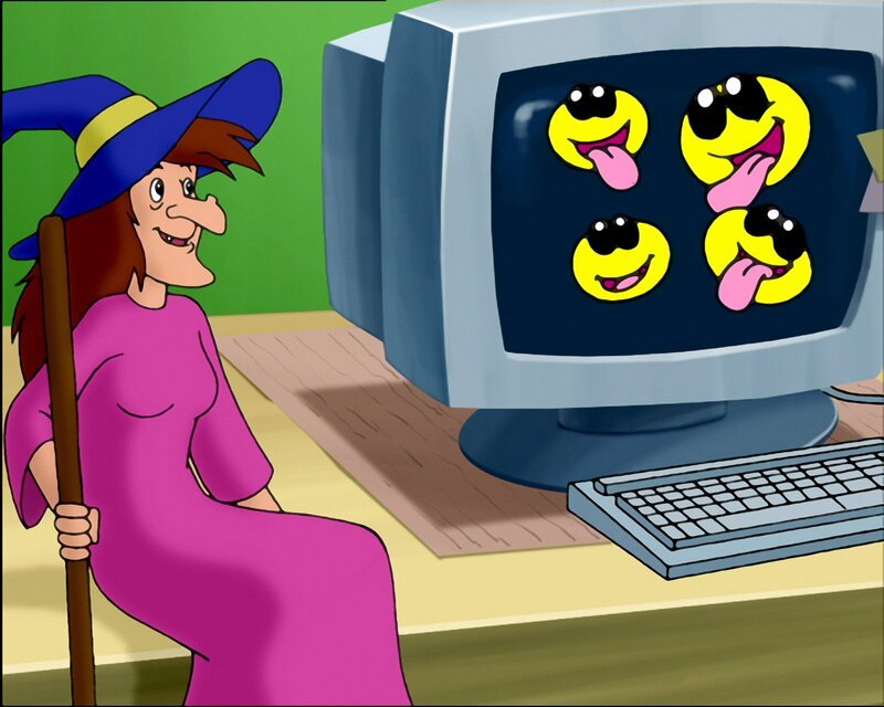 Chaos zu stiften, das macht der Computerhexe Spaß. – Bild: ZDF/A. Film A/S und KIDDINX Studios GmbH. Chaos zu stiften, das macht der Computerhexe Spaß. – Bild: ZDF/A. Film A/S und KIDDINX Studios GmbH.