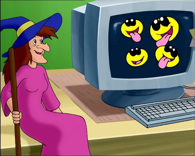 Chaos zu stiften, das macht der Computerhexe Spaß. – Bild: ZDF/​A. Film A/​S und KIDDINX Studios GmbH.