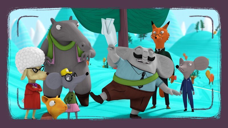 Bürgermeister Magnus hüpft vor Freude, da Rudi seine geliebte Statue knapp verfehlt hat. – Bild: NDR/​Autour de Minuit Productions/​France Télévisions/​Borderline Films