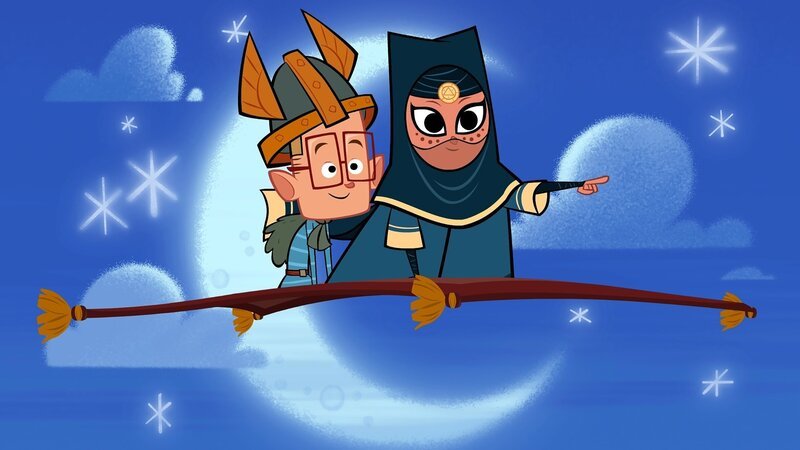 Marcus (l) und die Wüstenprinzessin auf dem fliegenden Teppich. – Bild: ZDF/​Mondo TV France
