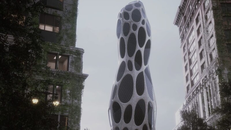 Nachhaltige Gebäude aus organischen Materialien: Ziegel aus Abfallholz, geschreddert und durch Pilze strukturell verändert, ersetzen Zement und Stahl. Eine grüne Revolution beim Häuserbau. – Bild: Blue Ant International Limited/​WeltN24 GmbH