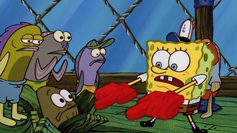 SpongeBob (r.) – Bild: ANNÉE Viacom International Inc. Tous droits réservés. Nickelodeon, Bob l’éponge et tous les autres titres, logos et personnages qui y sont associés sont des marques de commerce de Viacom International inc. Créé par Stephen Hillenburg.