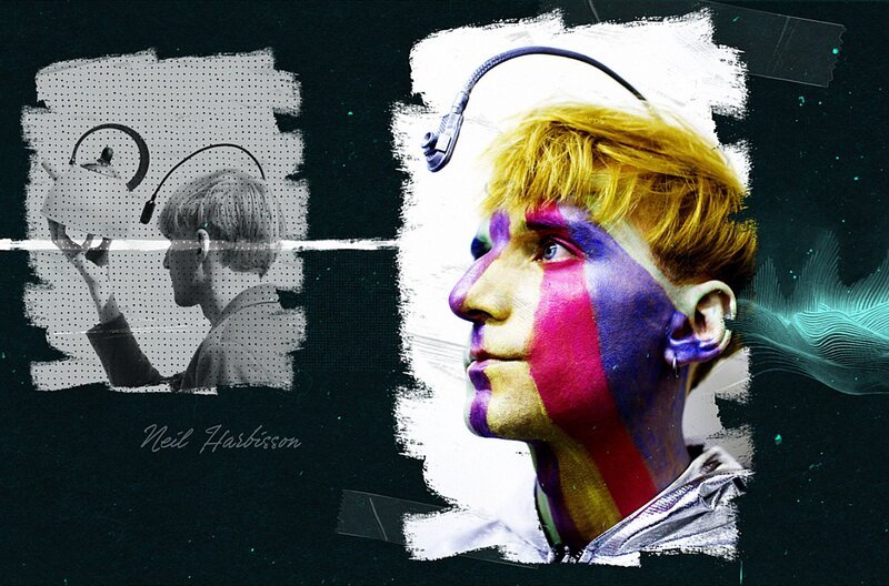 Der Cyborg-Künstler Neil Harbisson ließ sich einen Chip in den Kopf implantieren, der Lichtwellen von Farben in Schallwellen umwandelt. Damit kann er nun „Farben hören“. Aufgrund eines Sehfehlers kann er sonst nur Schwarz-Weiß erkennen. – Bild: BR/​mobyDOK/​Lars Norgaard