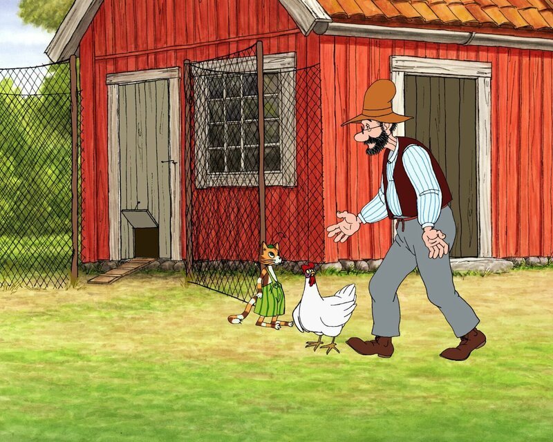 Ein Fuchs schleicht durch die Gegend. Das Huhn Prillan soll sicherheitshalber im Stall bleiben, meint Pettersson. – Bild: TV-Loonland