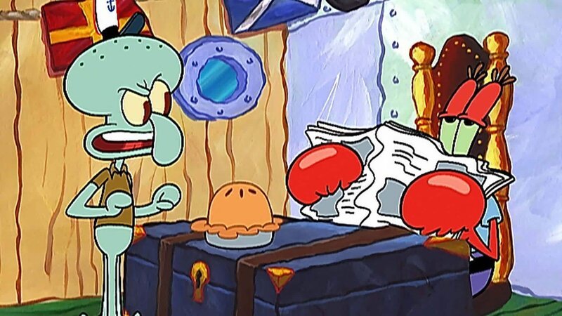 L-R: Squidward, Mr. Krabs – Bild: ANNÉE Viacom International Inc. Tous droits réservés. Nickelodeon, Bob l’éponge et tous les autres titres, logos et personnages qui y sont associés sont des marques de commerce de Viacom International inc. Créé par Stephen Hillenburg.