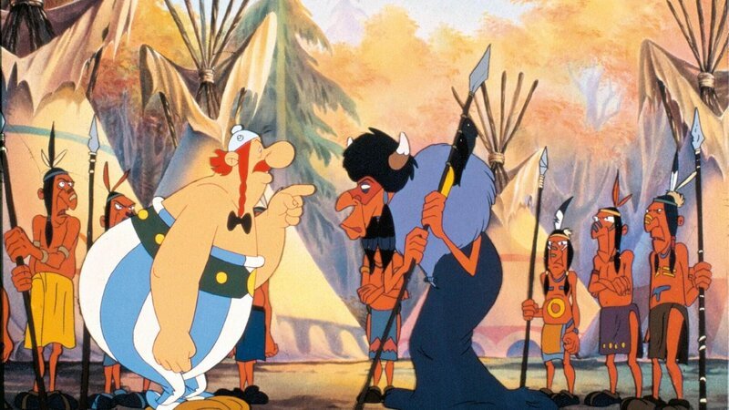 Obelix (li.) verlangt von dem Schamenen die Freilassung Miraculixs. – Bild: SUPER RTL (C) Das SUPER RTL-Bildmaterial darf nur zur redaktionellen Berichterstattung im Zusammenhang mit der jeweiligen Sendung unter Angabe der Credits und Beachtung der unter http:/​/​kommunikation.superrtl.de genannten Nutzungsbeschränkungen verwendet