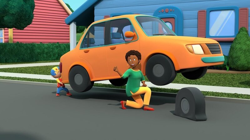 Caillou erwartet Besuch von Clementine. Er will mit ihr mit Actionfiguren spielen. – Bild: SUPER RTL