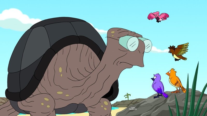 Riesenschildkröte Farnsworth verzweifelt, weil seine Gattung vom Aussterben bedroht ist und er kein Weibchen zur Paarung hat … – Bild: Paramount