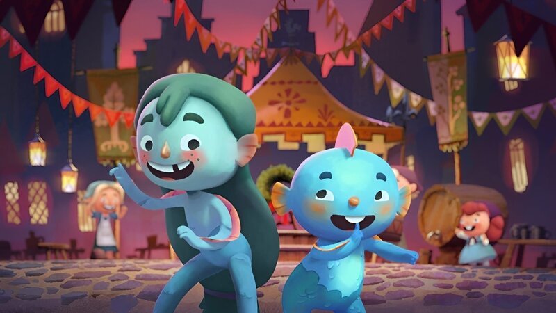 Nix und Nixe tanzen vergnügt auf einem Dorffest. – Bild: rbb/​MDR/​NDR/​BlauePampelmuse /​ KiKA