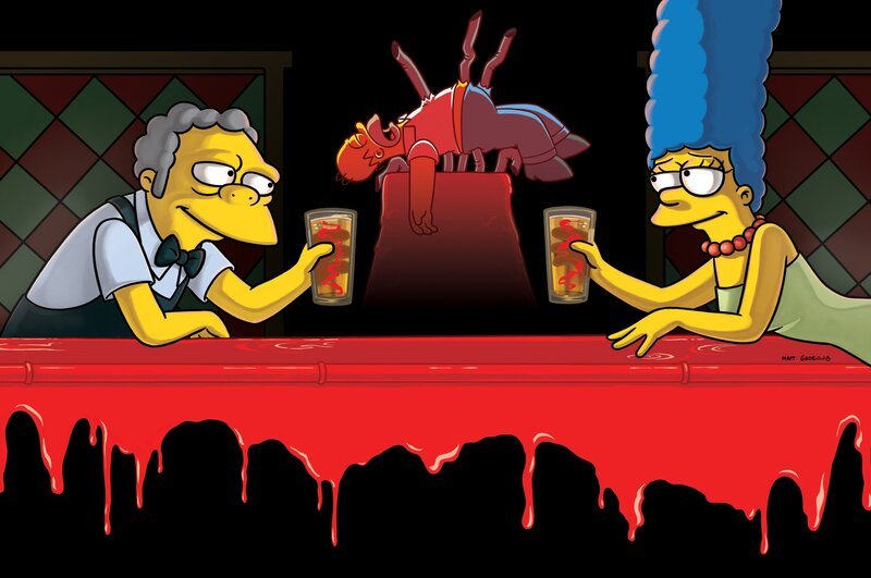 Nachdem Homer von den Rohren der Bierzapfanlage aufgespießt wurde, bekommt Moes (l.) Bier eine glücklich machende Wirkung, was auch Marge (r.) am eigenen Leibe erfährt … – Bild: und TM Twentieth Century Fox Film Corporation – Alle Rechte vorbehalten Lizenzbild frei