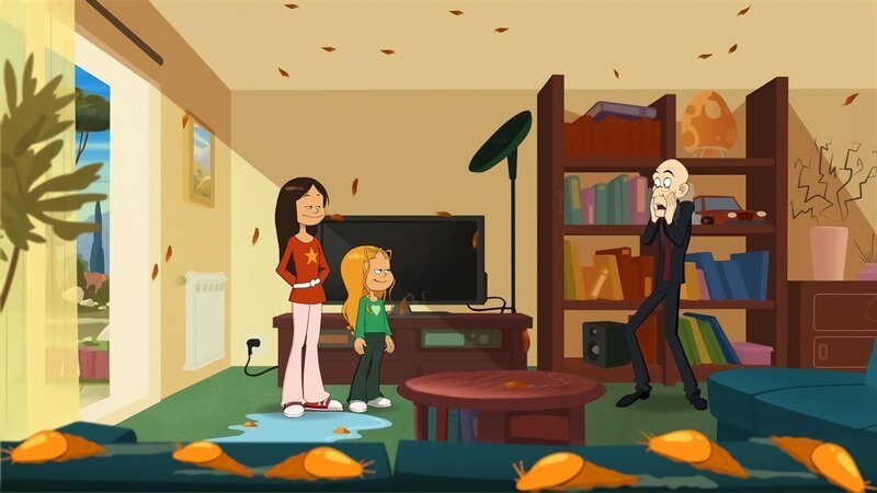 Wendy und Marine versuchen den dreisten Hauskäufer abzuschrecken. – Bild: NDR/​Bamboo Production/​Samka Productions