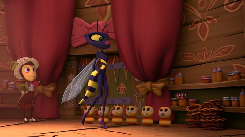 Da alle im Bienenstock krank sind, stellt Gregor Grille die Wespe Wendy zur Kinderbetreuung ein. Zunächst kümmert sich Wendy nur widerspenstig um den Nachwuchs und behauptet die Kleinen zu hassen, aber dann kann sie sich nicht dagegen wehren, dass ein Baby langsam aber sicher ihr Herz erobert. – Bild: ZDF