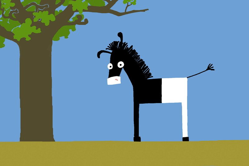 Guetnachtgschichtli Animanimals - S Zebra Staffel 1 Folge 1 Als das Zebra gegen einen Baum läuft, verrutschen seine Streifen. – Bild: SRF1 Guetnachtgschichtli Animanimals - S Zebra Staffel 1 Folge 1 Als das Zebra gegen einen Baum läuft, verrutschen seine Streifen. – Bild: SRF1