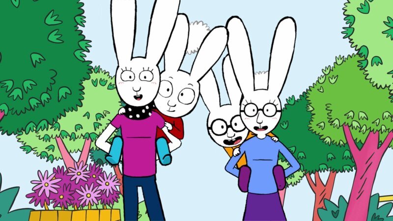 Der Wettlauf zwischen dem Team von Simon (2.v.l.) und seiner Mama (l.) und dem Team von Ferdinand (2.v.r.) und dessen Mama (r.) ist ein Kopf-an-Kopf-Rennen. – Bild: ZDF und GO-N Productions