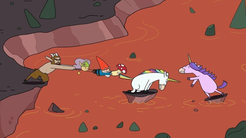 Blümchens (2. von rechts) Eifersucht und egoistischen Entscheidungen haben Hufius, Twinkle, Herbert, Tupfen und Una (rechts) in eine brenzlige Situation gebracht. – Bild: ZDF/​Tiger Aspect Kids & Family Limited, Movimenti Production, Zodiak Kids & Family France and Monello Productions 2025