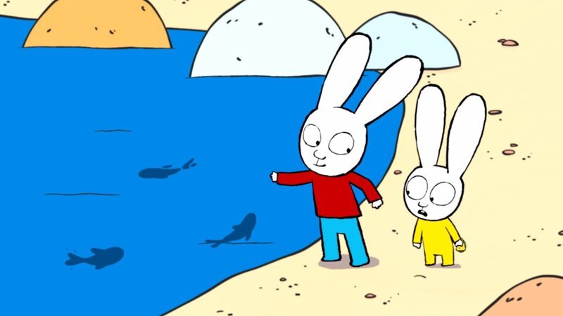 Bei der Wanderung hat Simon (l.) in einem kleinen See Fische entdeckt, die er stolz seinem Bruder Franz (r.) zeigt. – Bild: ZDF und © GO-N Productions 2020