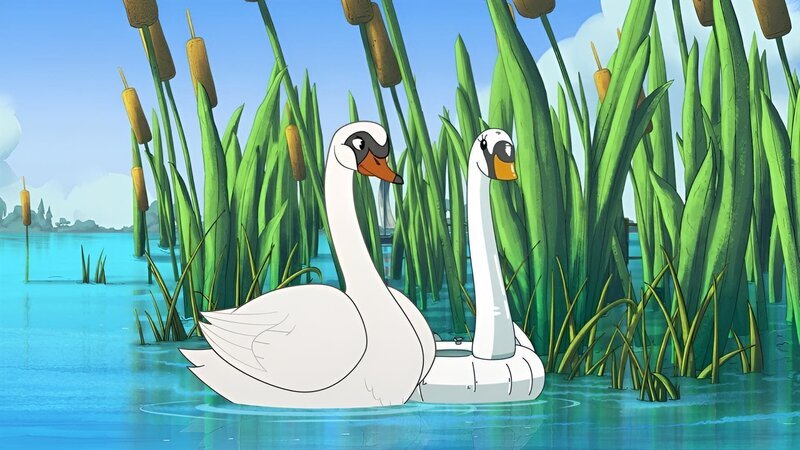Schwan Hokuspokus hat sich verliebt – in einen anderen Schwan. Doch irgendetwas stimmt mit diesem nicht. – Bild: ZDF/​ Caligari Film