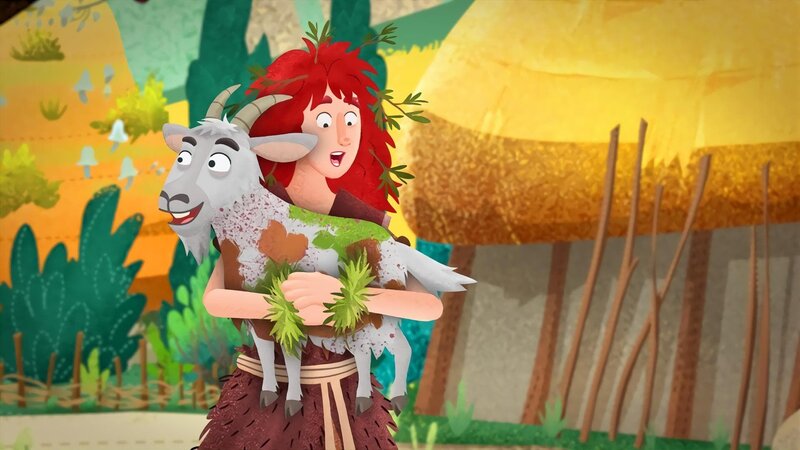Gröhla kümmert sich um die Ziege, die Zuwendung und Farbe braucht. – Bild: KiKA/​Mideu Films/​MDR/​hr/​BR/​SWR/​WDR 2022