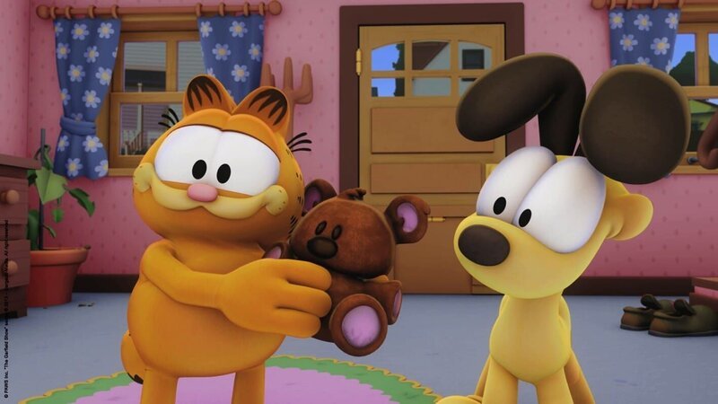 Garfields Teddy ist frisch gewaschen. – Bild: HR/​Dargaud Media/​MediaToon/​Paws Inc./​France 3