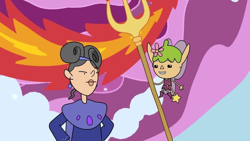 Um Lady Tamara (links) zu stoppen, müssen die Helden den Wunschdreizack rechtzeitig nutzen. Die Fee Twinkle (rechts) will mit dem Dreizack das Portal wieder schließen. – Bild: ZDF/​Tiger Aspect Kids & Family Limited, Movimenti Production, Zodiak Kids & Family France and Monello Productions