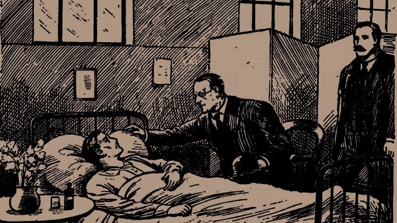 Bahnpolizist Robert Kidd wird beim Zugriff auf die Diebesbande getötet, sein Kollege William Osborne überlebt verletzt und sagt als Zeuge aus.    +++ – Bild: RTL /​ ZDF/​3DD Productions /​ Für eine Handvoll Süßes