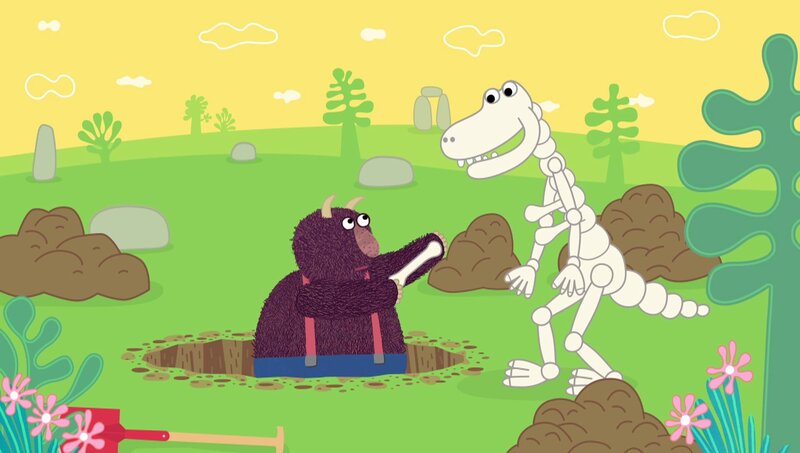 In der „Sendung mit dem Elefanten“ geht es diesmal um Archäologie und es werden viele sehr alte Knochen gefunden. – Bild: WDR/​Die Sendung mit dem Elefanten