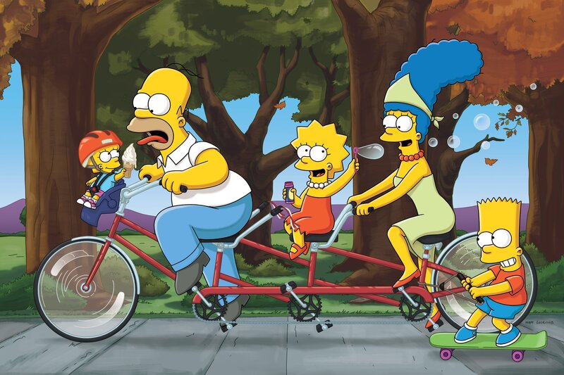 (23. Staffel) – Eine etwas ungewöhnliche Familie: Maggie (l.), Marge (2.v.r.), Homer (2.v.l.), Bart (r.) und Lisa Simpson (M.) … – Bild: und TM Twentieth Century Fox Film Corporation – Alle Rechte vorbehalten Lizenzbild frei