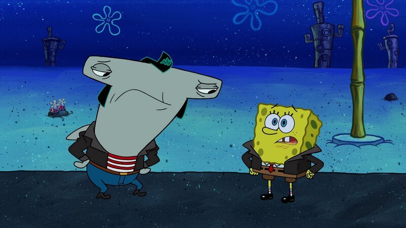 L-R: Sharkface, SpongeBob – Bild: ViacomCBS