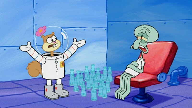 L-R: Sandy, Squidward – Bild: ViacomCBS