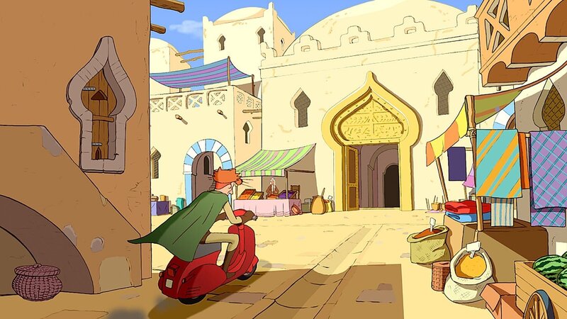 In einer kleinen arabischen Stadt gastiert der Zirkus Hamilton. Nach langem Suchen findet Tom seine Freunde Tip und Wanda. Bei einem Spaziergang durch die nahe Wüste tauchen Carter und Miss Hatch auf. Nicht zu vergessen der „Wüstenfuchs“ Weedon. Noch immer sind die drei hinter Tom her. – Bild: ORF/​EBU