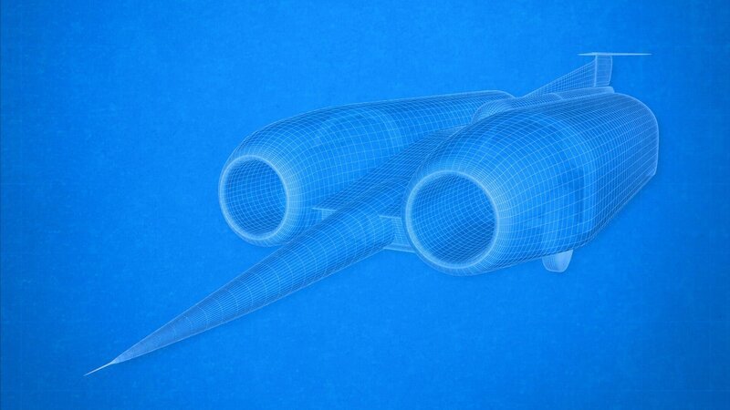 Diese Darstellung zeigt das ThrustSSC, ein mit einem Flugzeugtriebwerk ausgestattetes Auto. – Bild: WeltN24 GmbH