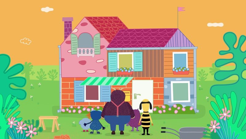 Die Monster möchten gerne zusammen ein Haus bauen. Alle packen spontan mit an, doch das klappt nur mit einem gemeinsamen Plan. – Bild: WDR/​Die Sendung mit dem Elefanten