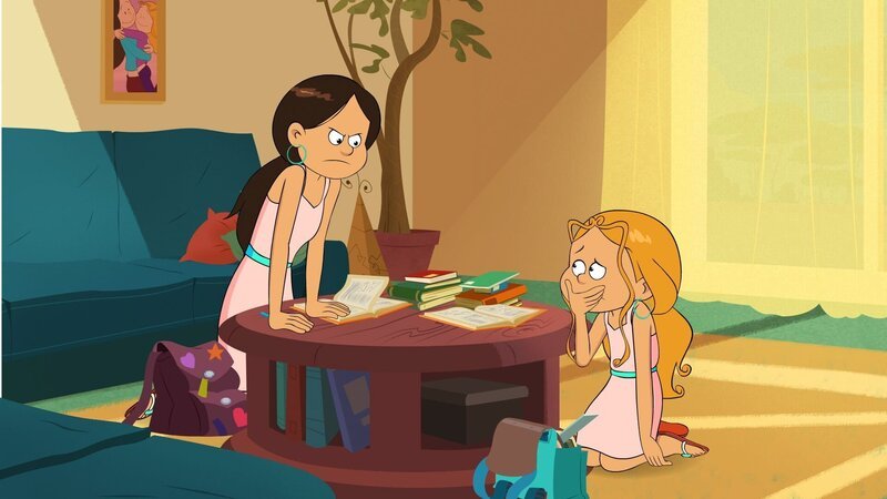 Marine verplappert sich und Wendy kann nicht fassen, dass ihre „Wir-machen-Hausaufgaben“-Tarnun“ auffliegt. – Bild: NDR/​Bamboo Production/​Samka Productions