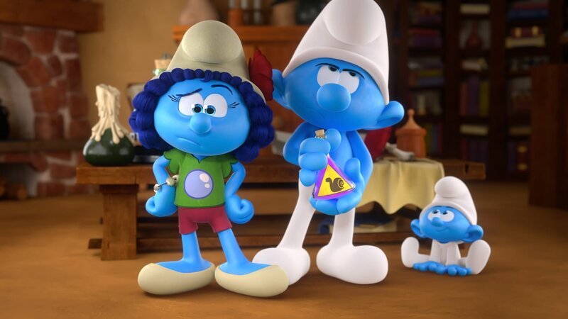 Poppy und Jokey wollen zeigen, dass sie gute Babysitter sind. – Bild: KiKA/Peyo Productions, Dupuis Édition & Audiovisuell Poppy und Jokey wollen zeigen, dass sie gute Babysitter sind. – Bild: KiKA/Peyo Productions, Dupuis Édition & Audiovisuell