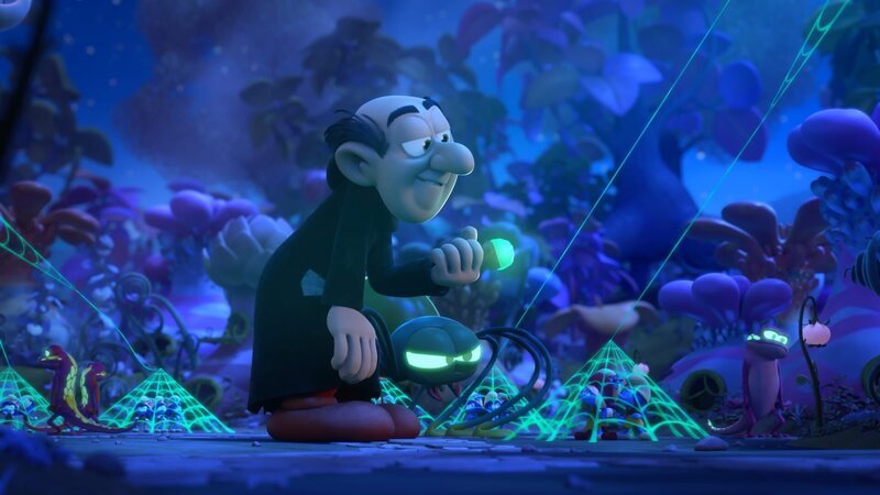 Mit dem Talismann hält Gargamel die Macht über die Monsterspinne und die gesamte Tierwelt in den Händen. – Bild: KiKA/​Peyo Productions, Dupuis Édition & Audiovisuell